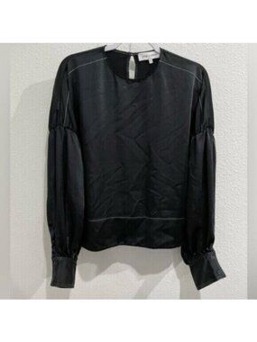 Solid & Striped Silk Feminine Blouse Whimsigoth Fairy Contemporary Black